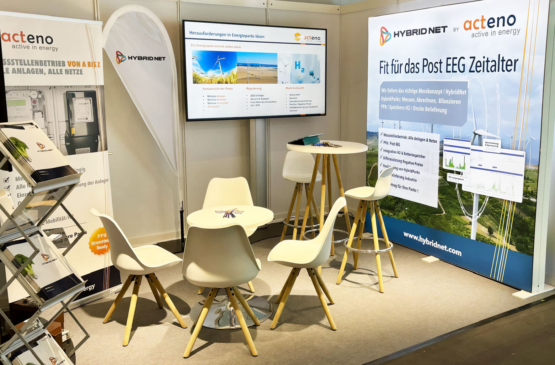 acteno exhibition stand with hybrid-net presentation